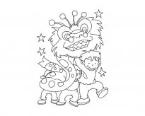 新年过年舞狮简笔画图片