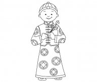 过年穿唐装的男孩简笔画图片