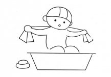 正在洗澡的小孩子简笔画图片