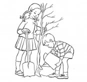 小学生植树节情景简笔画图片