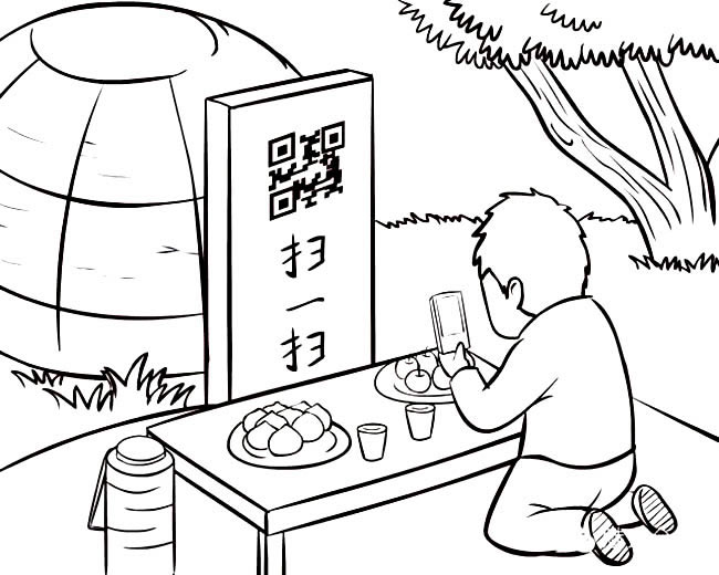 清明节扫墓简笔画图片
