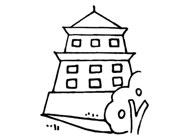 宝塔简笔画步骤图片大全