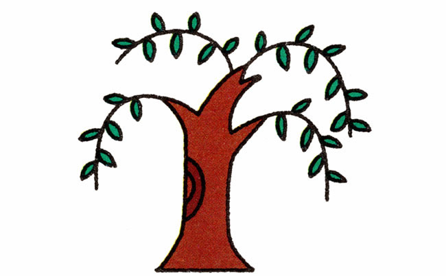 柳树简笔画步骤图片大全