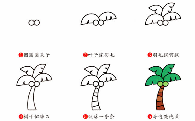 椰子树简笔画步骤图片大全