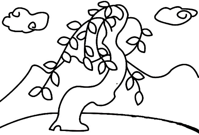 山下柳树植物简笔画步骤图片大全