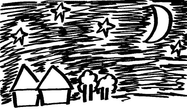 夜晚星空风景简笔画步骤图片大全