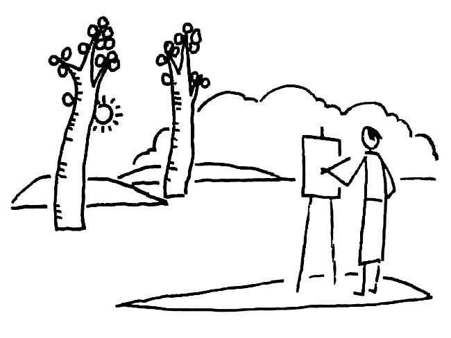 河边写生风景简笔画步骤图片大全