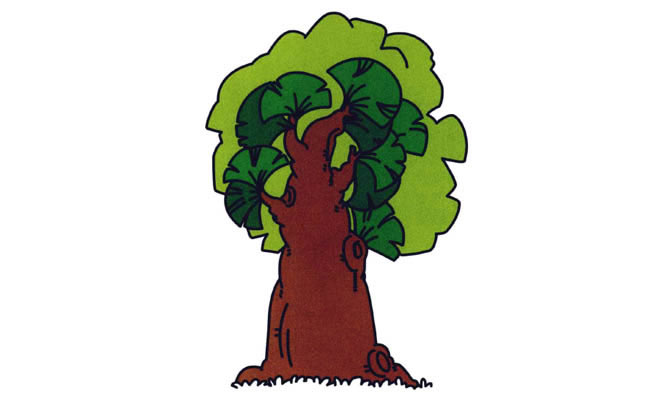 粗壮大树植物花简笔画步骤图片大全