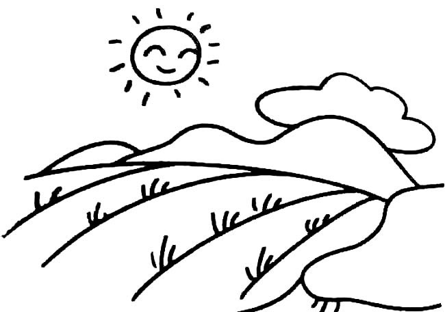 美丽的田地风景简笔画步骤图片大全