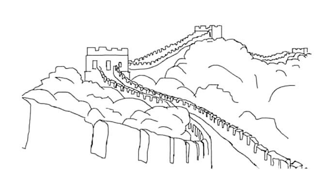 长城风景简笔画步骤图片大全