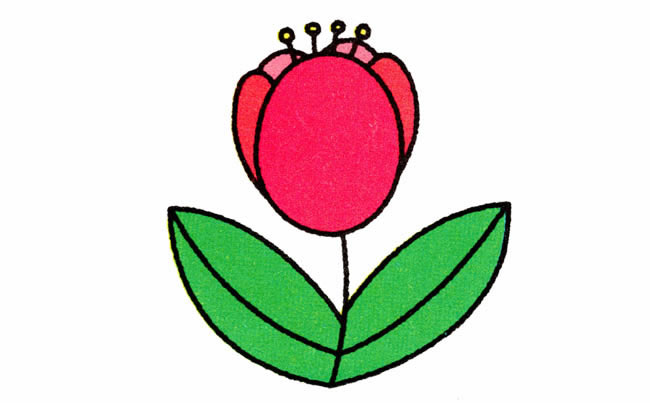 郁金香植物花简笔画步骤图片大全