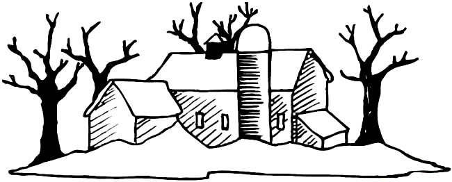 村庄雪景风景简笔画步骤图片大全