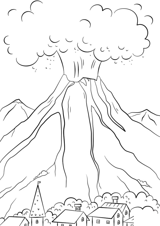 火山爆发怎么画简笔画图片