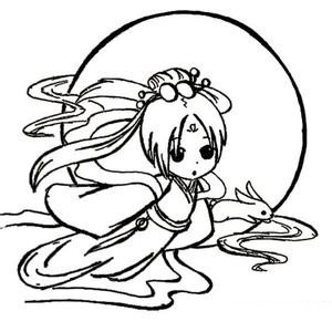 嫦娥奔月简笔画图片大全