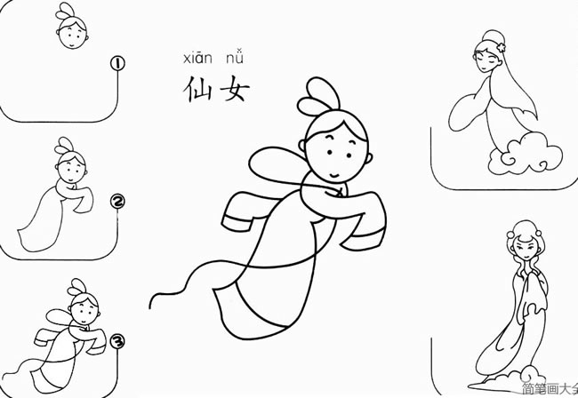 仙女怎么画简笔画图片 仙女一步一步的画法步骤图大全