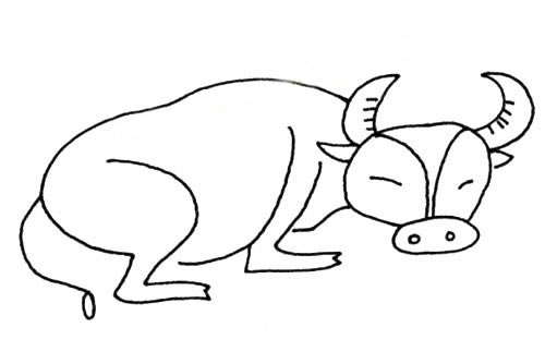 开心的水牛简笔画
