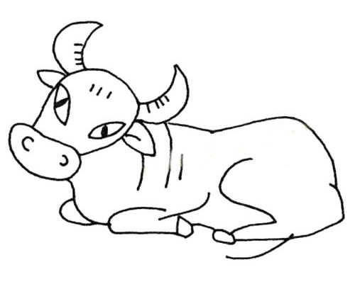 悠闲的水牛简笔画图片