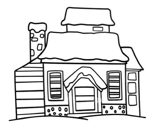 房子简笔画 雪地里的小屋简笔画图片