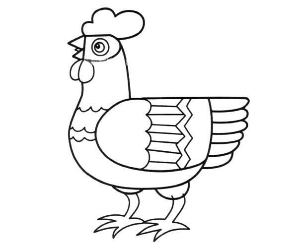 漂亮的花公鸡简笔画