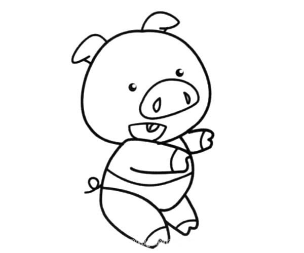 学走路的卡通小猪简笔画