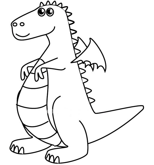 有翅膀的龙卡通简笔画_恐龙的简单画法