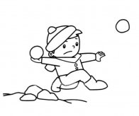 小男孩打雪仗简笔画图片