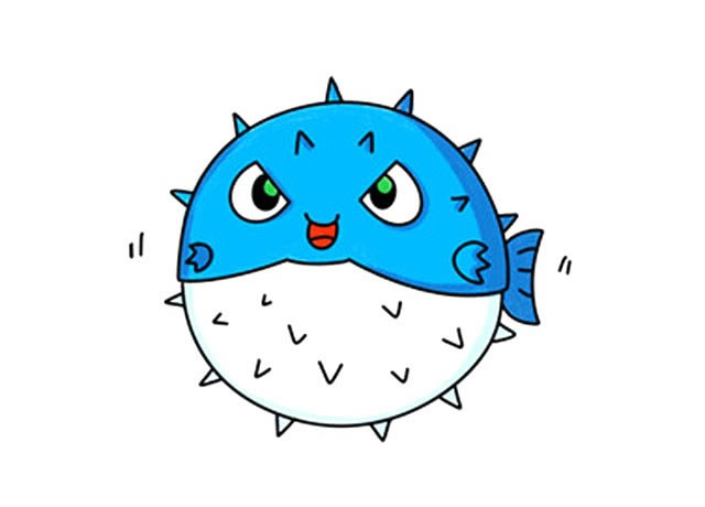 河豚简笔画彩色图片