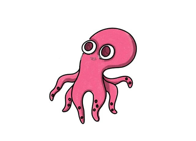 可爱的章鱼简笔画彩色图片