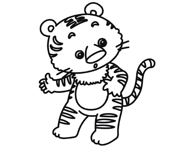 带颜色的小老虎简笔画图片 小老虎的简单画法