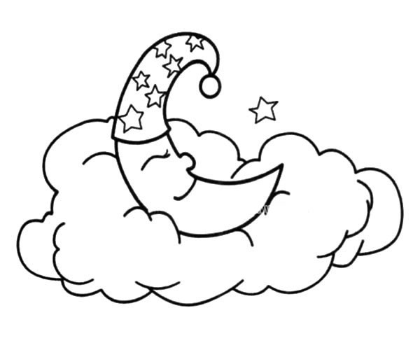 3款可爱的卡通月亮简笔画图片