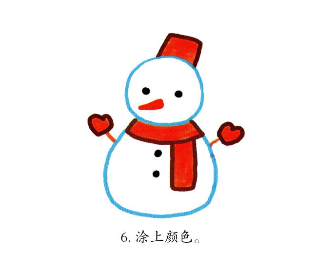 雪人图片简笔画彩色