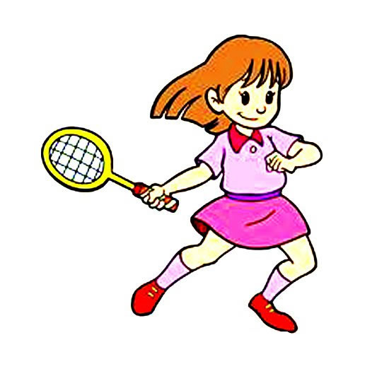 打羽毛球卡通彩色简笔画