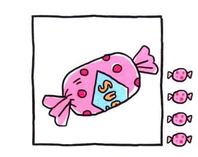四步画出糖果简笔画图片