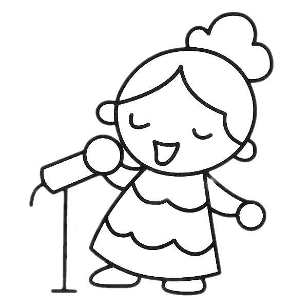 唱歌的小女孩简笔画图片