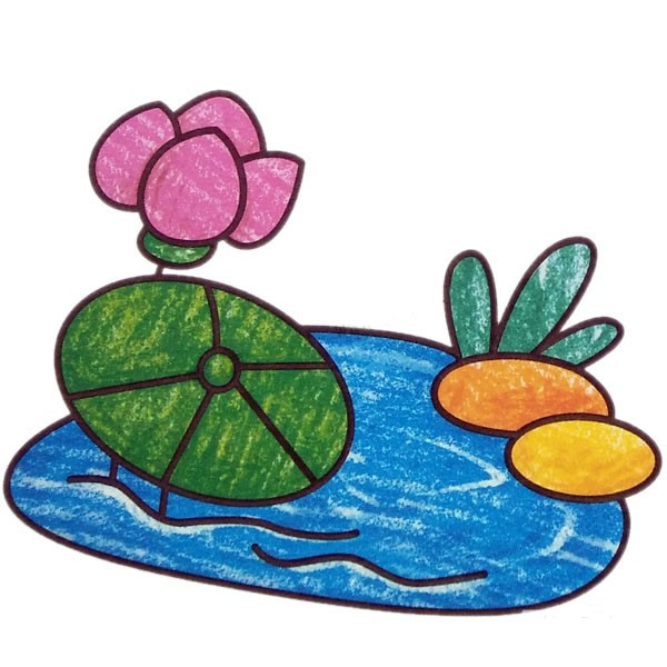 漂亮的池塘风景简笔画图片