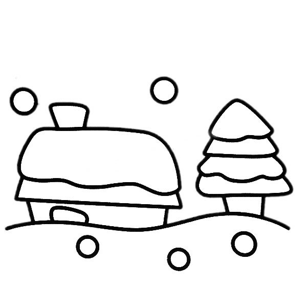 雪夜风景简笔画图片