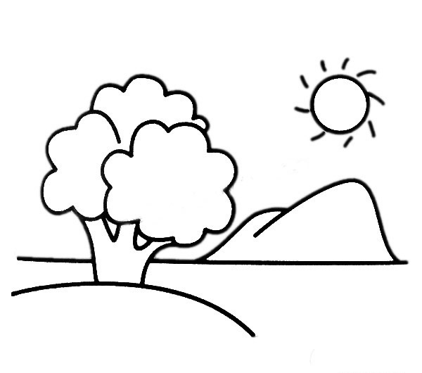 山水风景简笔画图片