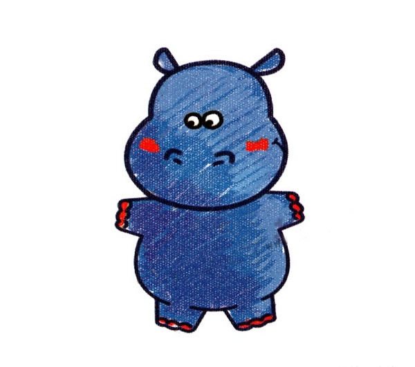 小河马简笔画彩色图片