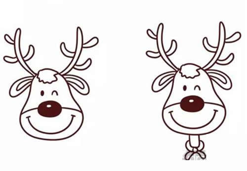 圣诞麋鹿简笔画步骤教程