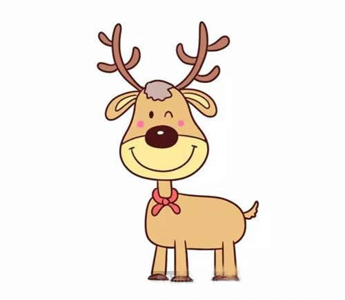 圣诞麋鹿简笔画步骤教程