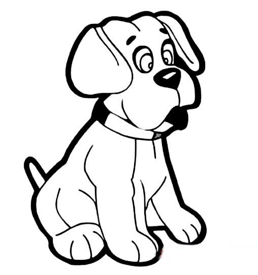 坐立的呆萌狗狗简笔画图片