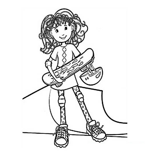  滑板少女简笔画