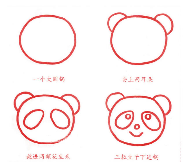 熊猫头像简笔画步骤图