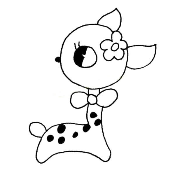 一组可爱的梅花鹿简笔画图片