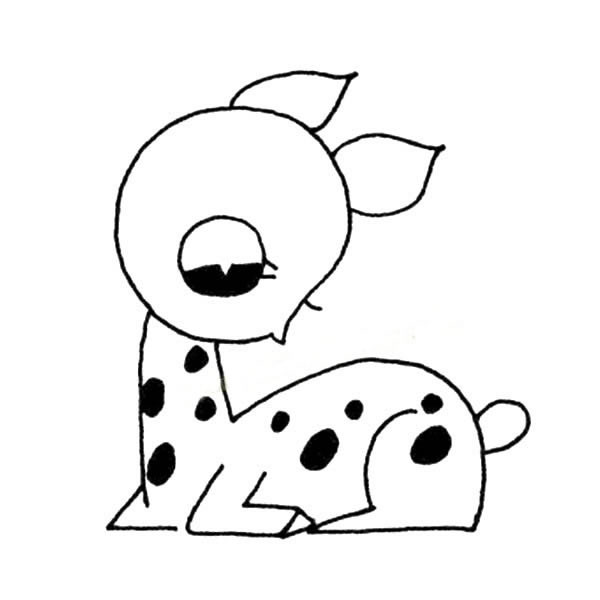 一组可爱的梅花鹿简笔画图片