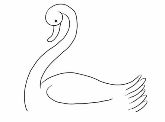 水中的白天鹅简笔画步骤图解