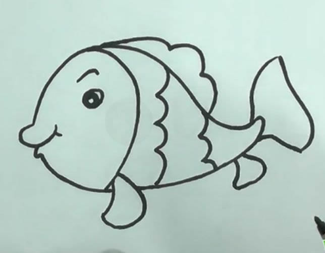 可爱小金鱼简笔画彩色图片