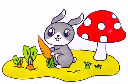 偷萝卜的兔子简笔画步骤教程