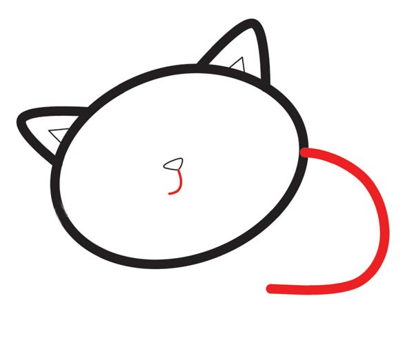 熟睡的小猫咪简笔画步骤图片