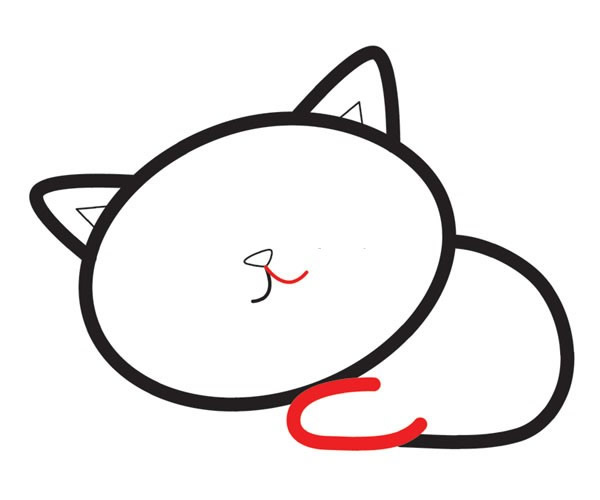 熟睡的小猫咪简笔画步骤图片